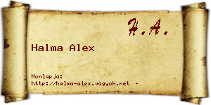 Halma Alex névjegykártya